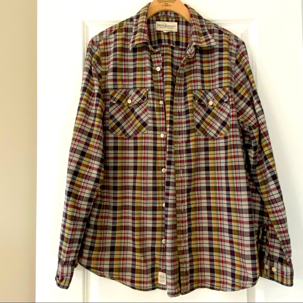 Denim & Supply Ralph Lauren Madras Plaid Shirt Sz L w MEASUREMENTS